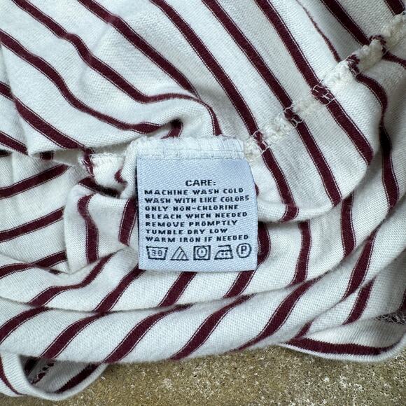 Ralph Lauren Sport Y2K Women’s XL Striped V-Neck T-Shirt Burgundy‎ White - Picture 7 of 11